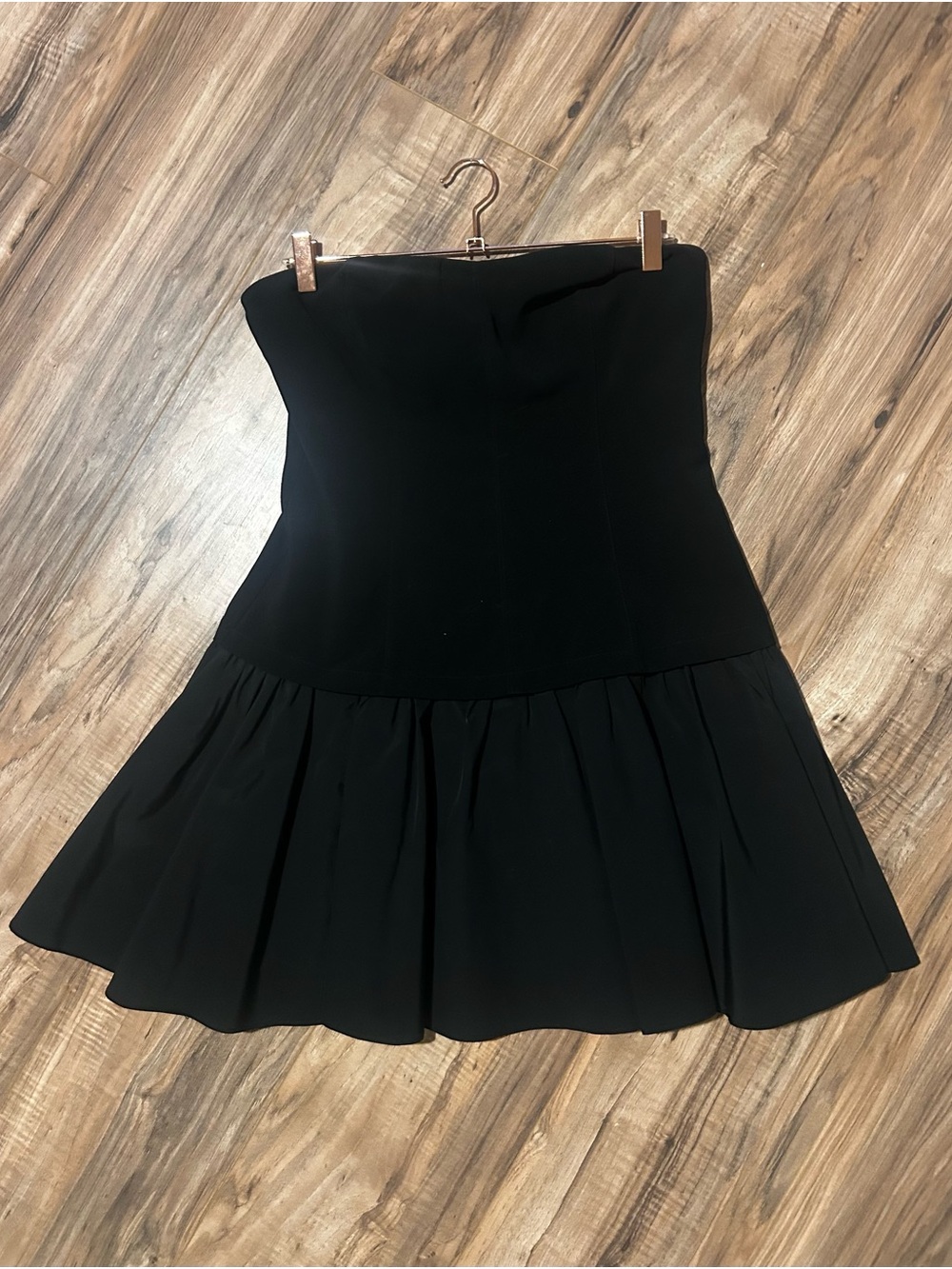 Strapless Black Flared Mini Dress